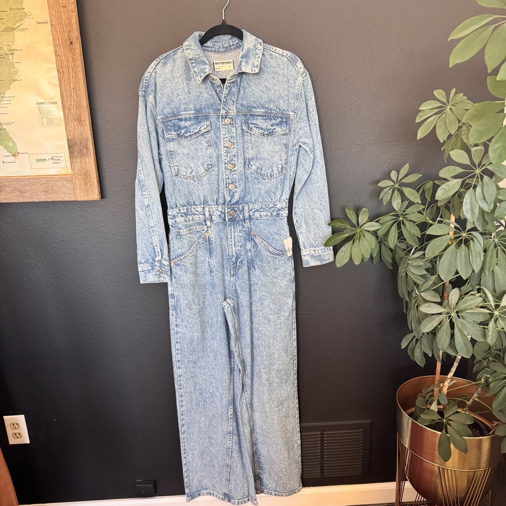 Free People Touch the Sky Denim Jumpsuit - Picture 3 of 7